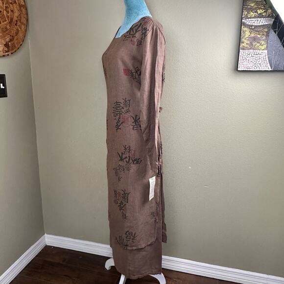 Tom Tom Maxi Boho Dress M Women NEW W Tags Linen Canton Easy Care Long Sl Coco - Picture 8 of 16